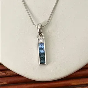Lia Sophia Elegant Silver Necklace with Blue Highlights 16”-19” thumbnail 2