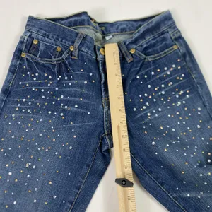 Bebe Women's Denim Jeans 27x31 Beaded Medium Sequin Bejeweled Bootcut Rhinestone thumbnail 8