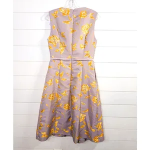 NWT Kay Unger Women's Floral Jacquard Sleeveless Midi Dress Lilac Gold Size 6 thumbnail 9