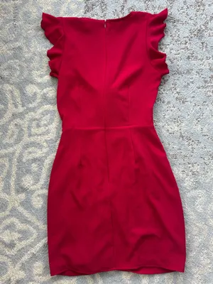 Lucy In The Sky Tie Front Ruffle Sleeve Mini Dress Red Small thumbnail 4