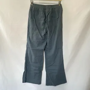 Risen LA sculptex linen wide leg‎ elastic waist blue sweatpants women's size S thumbnail 7