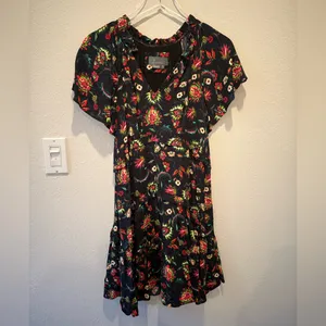 ANTHROPOLOGIE Robin Tiered‎ Mini Dress in Black Floral thumbnail 3