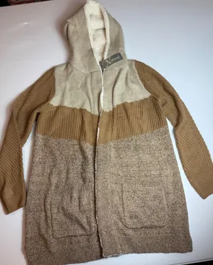 Natural Reflections Womens M Camel Brown Knit‎ Hooded Open Front Cardigan thumbnail 1
