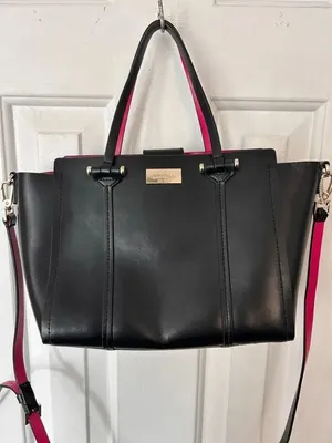Kate Spade Black and Pink Tote with gold Hardware mini small one thumbnail 1