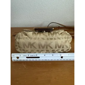 Michael Kors Small Signature Series Crossbody Tan Logo‎ Canvas Brown Leather thumbnail 10