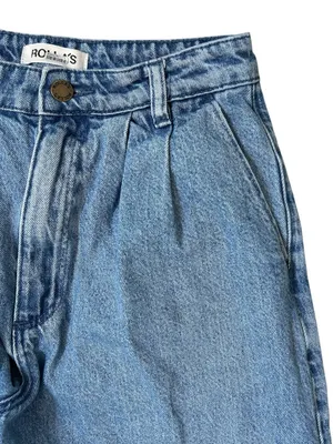 Free People Rolla’s Chloe Pleated Straight Leg Jeans in Medium Wash Size 25 thumbnail 8