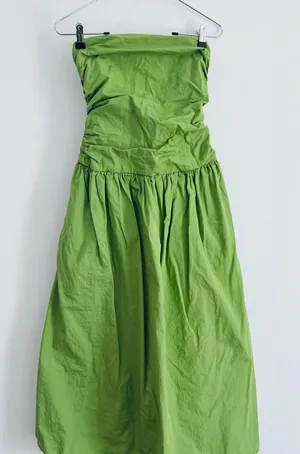 Band of the Free Green 100% Cotton Strapless Drop Waist Maxi Dress S thumbnail 1