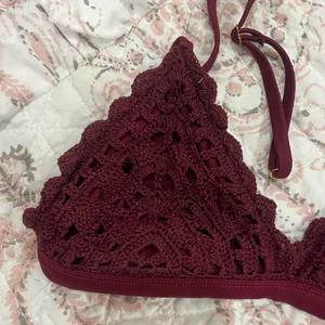 Triangle Burgundy Lace Bralette thumbnail 3