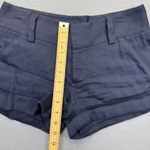 Alice + Olivia Navy Blue Linen Blend Cuffed Mini Shorts Size 0 C000184541‎ thumbnail 5