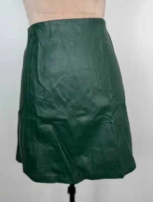 Harper Heritage Elegant Green Leather Mini Skirt thumbnail 1