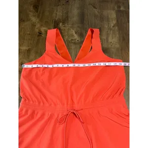 EUC Womens‎ Athleta Savannah Strap Mini Dress athletic orange stretch size L thumbnail 6