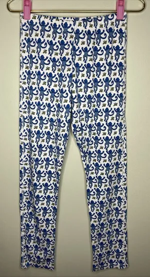 Roller Rabbit Pajama Pants Womens XS Blue Monkey Print Pima Cotton Lounge Sleep thumbnail 1