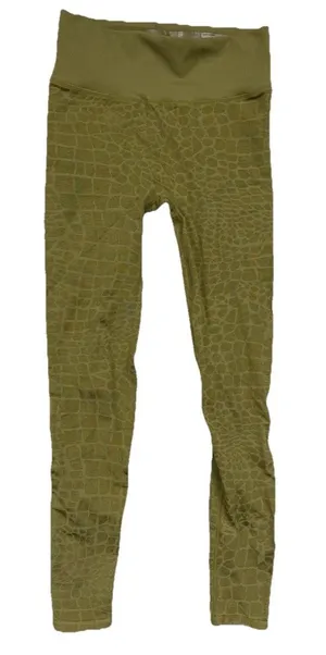 Good American S M 1/2 Chartreuse animal print leggings pull on‎ yellow green thumbnail 1