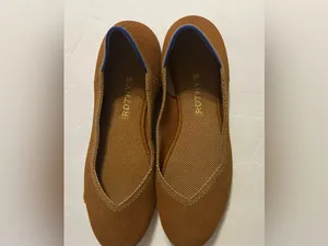 Rothy's Brown Knit Ballet Flats with Blue Trim thumbnail 2