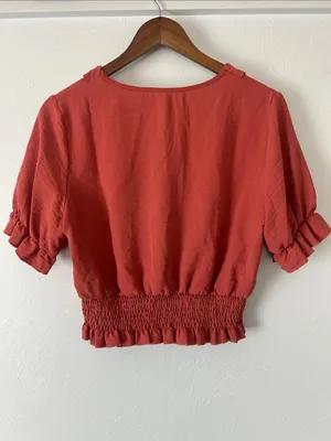 Lioness Coral Ruffle Front Peasant Top thumbnail 3