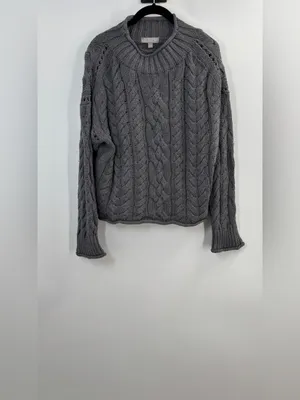 J.Crew 2025 Rollneck Cable Knit Sweater Heather Carbon Gray thumbnail 5