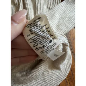 L'AGENCE Sweater Womens XS/S Beige Wrap V Neck Metallic Ribbed Knit Lightweight thumbnail 5