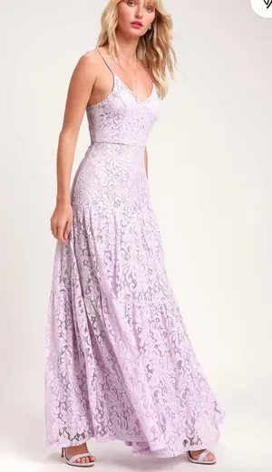 new lulus Finely Lavender Lace Tiered Maxi Dress size small thumbnail 3