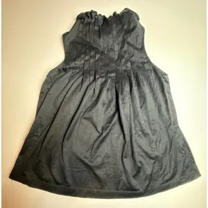 ELIJAH Black Sleeveless Blouse‎ Top with Ruffle Collar and Pleated Detail s thumbnail 5
