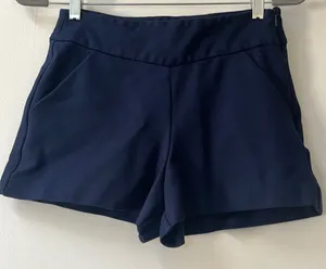 Zara | Navy Blue Women’s Structured Cotton Shorts Small thumbnail 1