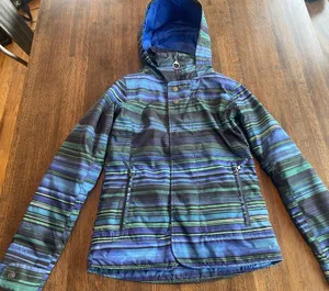 Burton Dri Ride Winter Coat Blue Black Pattern Hood Ski Snowboard Sled - XS thumbnail 1