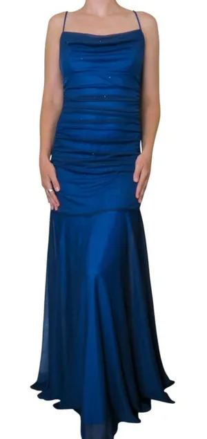 Jodi Kristopher Vintage Y2K Blue Ruched Maxi Dress / Formal Gown / Prom thumbnail 1