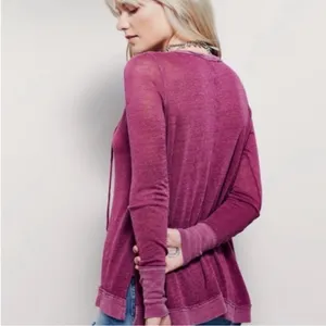 Free People Affogato Hacci Henley Linen Blend Top long sleeve lightweight S thumbnail 2