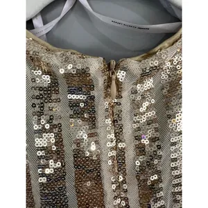 Nanette Lepore Sequin Wrap Dress Women Size 8 Gold Great Long Sleeve Velvet Belt thumbnail 6