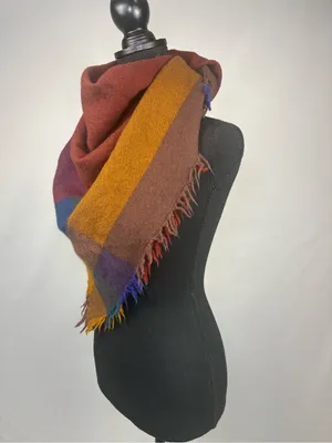 Source Unknown Plaid Scarf Warm Plaid Triangle Scarf - Rust, Mustard, Teal, Purple & Brown thumbnail 4