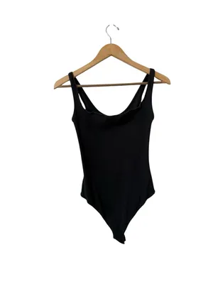 SKIMS Ribbed Black Tank Cotton Sleeveless Bodysuit Top thumbnail 3