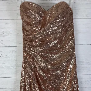 Christina Wu Celebration rose gold strapless sequin dress size 8 thumbnail 3