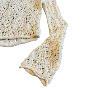 Aeropostale Aero Pullover Loose-Weave Sweater Cream Stretch Size Medium Women's thumbnail 7