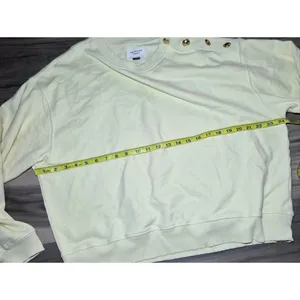 American Eagle Outfitters Cream Crewneck Sweater with Shoulder Buttons thumbnail 5