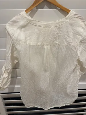Anthropologie Off-White Lace-Up Peasant Top size 10 thumbnail 3