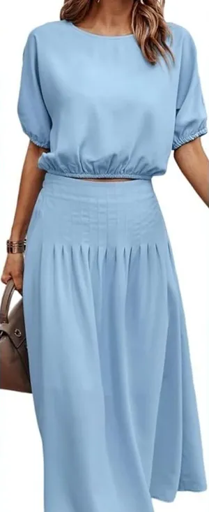 Ecowish 2 piece maxi skirt and crop top, woman’s 2 piece set, size small, new thumbnail 1