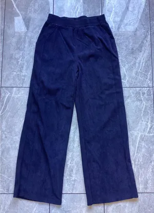 Halara NWOT Navy Blue Corduroy Wide Leg Pants High Rise Trousers Women Med Tall thumbnail 1