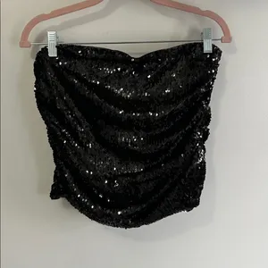khy Black Sequined Strapless Top Size XL thumbnail 2