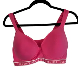 US Polo Assn‎ Pink Sports Bra Wireless Padded Logo Band Womens 1X 3PKBR4612 thumbnail 2