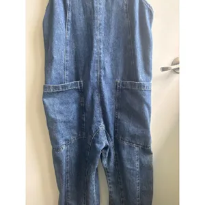 We The Free Free People High Roller Denim‎ Jumpsuit small boho Oversized layered thumbnail 4