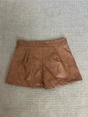 Altar'd State Cognac Faux Leather A-Line Mini Skort size small thumbnail 4