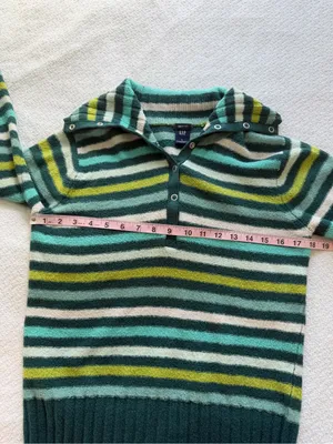 Vintage Y2K Gap Striped Sweater Snap Collar Wool thumbnail 4