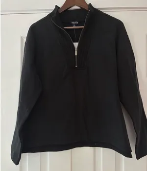 Splendid Womens Black Quarter Zip Fleece Pullover Sweatshirt RF5K18M Medium thumbnail 1