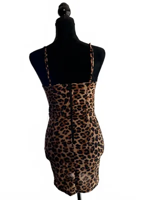 Justify Leopard Print Bodycon Mini Dress Size Small Y2K Trendy Coquette thumbnail 4