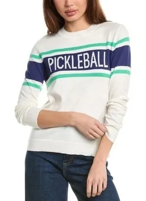 ALASHAN Cashmere Pickleball Sweater Pullover Sporty Text Script Preppy X thumbnail 1