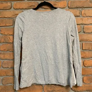 Ann Taylor LOFT Floral Cotton Silk Blend Lightweight Crew Neck Sweater‎ Gray S thumbnail 5