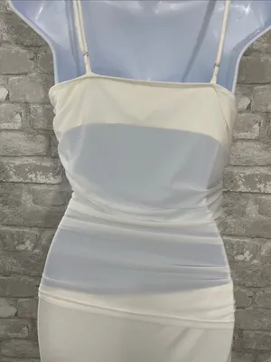 White Spaghetti-Strap Maxi Dress with Ruched Waist thumbnail 4