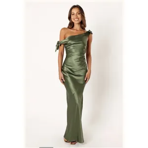 Petal & Pup Selma Off Shoulder Maxi Dress Olive Gown Satin Bows Size XL thumbnail 2