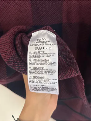 Barbour burgundy and navy plaid cotton blouse thumbnail 5