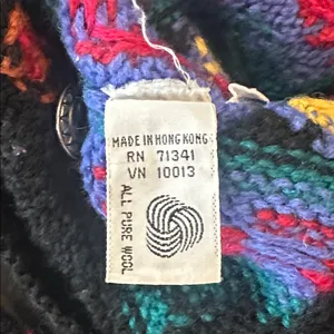 Vintage L.L. Bean Colorful Geometric Knit Cardigan Sz L thumbnail 5
