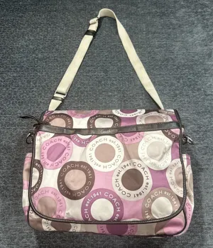 Coach Signature Snaphead F18377 Pink Multifunction Diaper Baby Messenger Bag Pad thumbnail 1